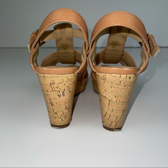 Liz Claiborne Kila Brown Cork Heel Wedge Sandal 6 - Picture 6 of 13